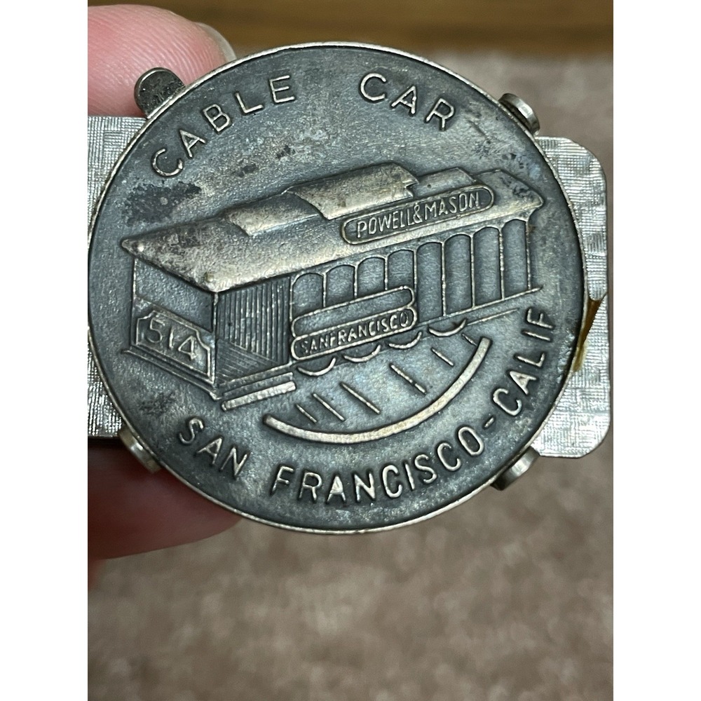 Vtg San Francisco Cable CAR Money Clip Railway Transit 514 Powell Mason Pewter
